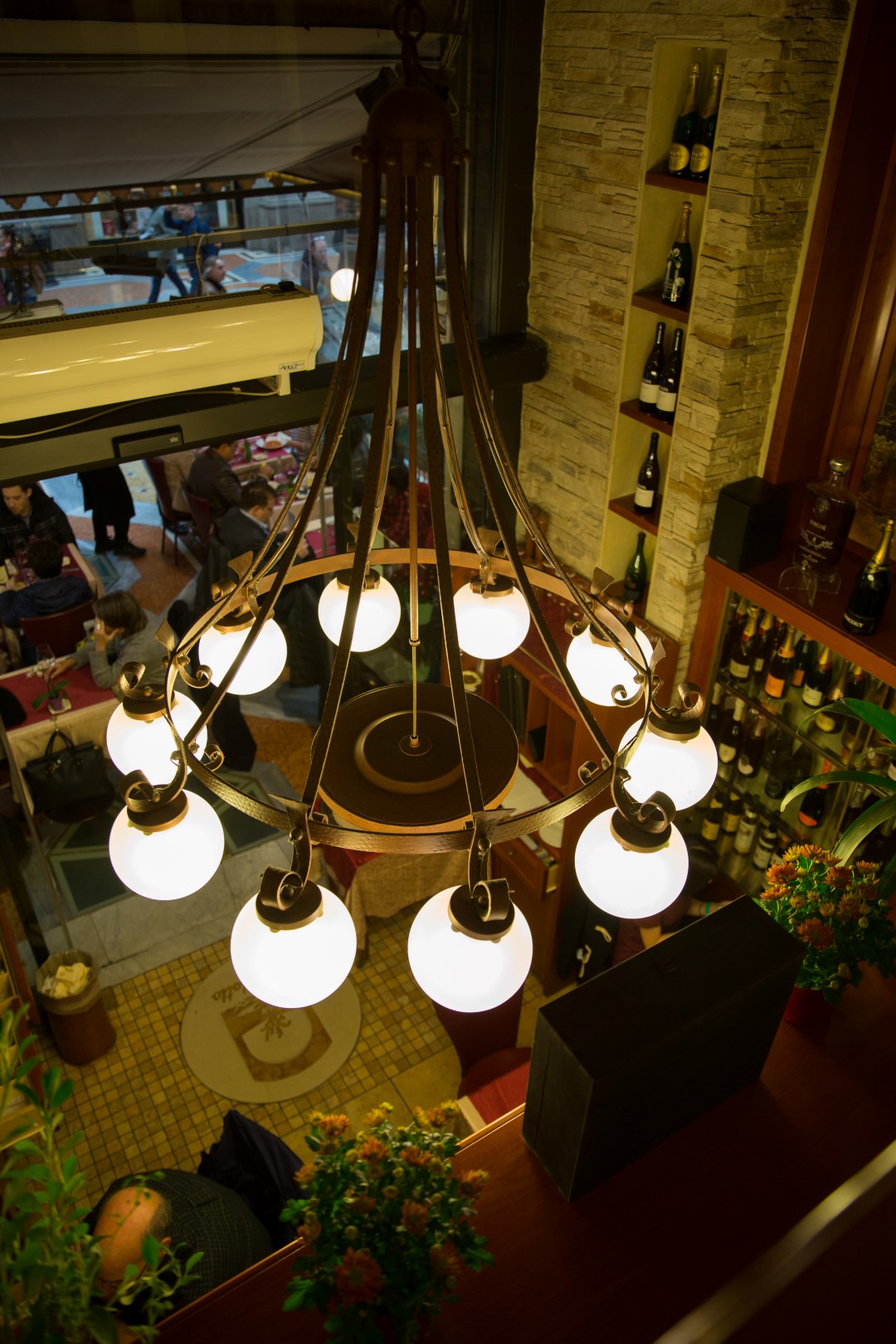 chandelier in the restaurant